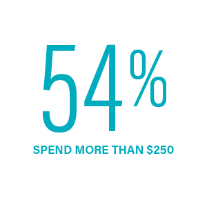 54% Spend More than $250